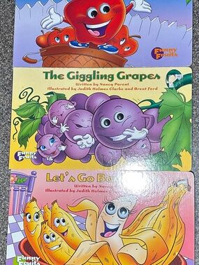 Funny Fruits Board Books Lot of 3 Googly Eyes Apple Grapes Banana Nancy Parent